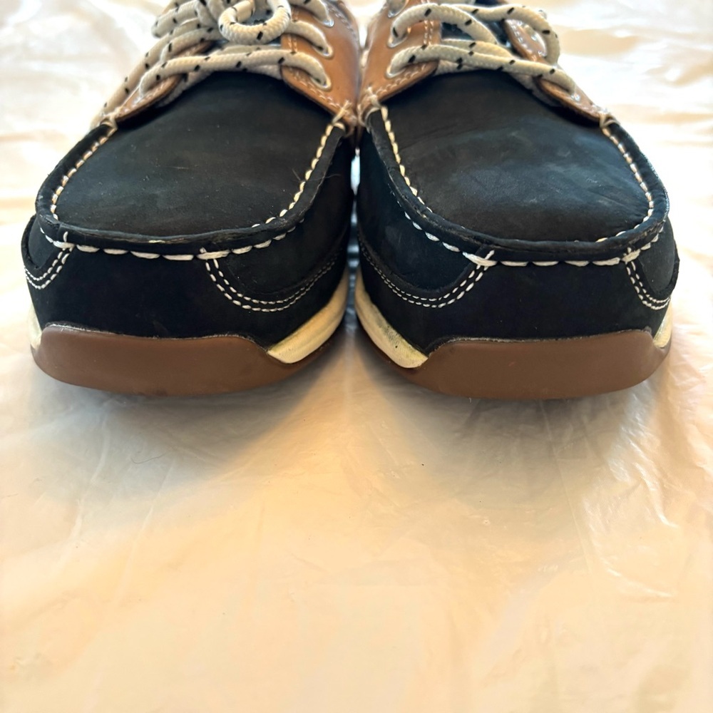 NWOT Rockport Works sailing club navy tan slip resistant SZ 7.5 Safety shoes - Picture 10 of 13